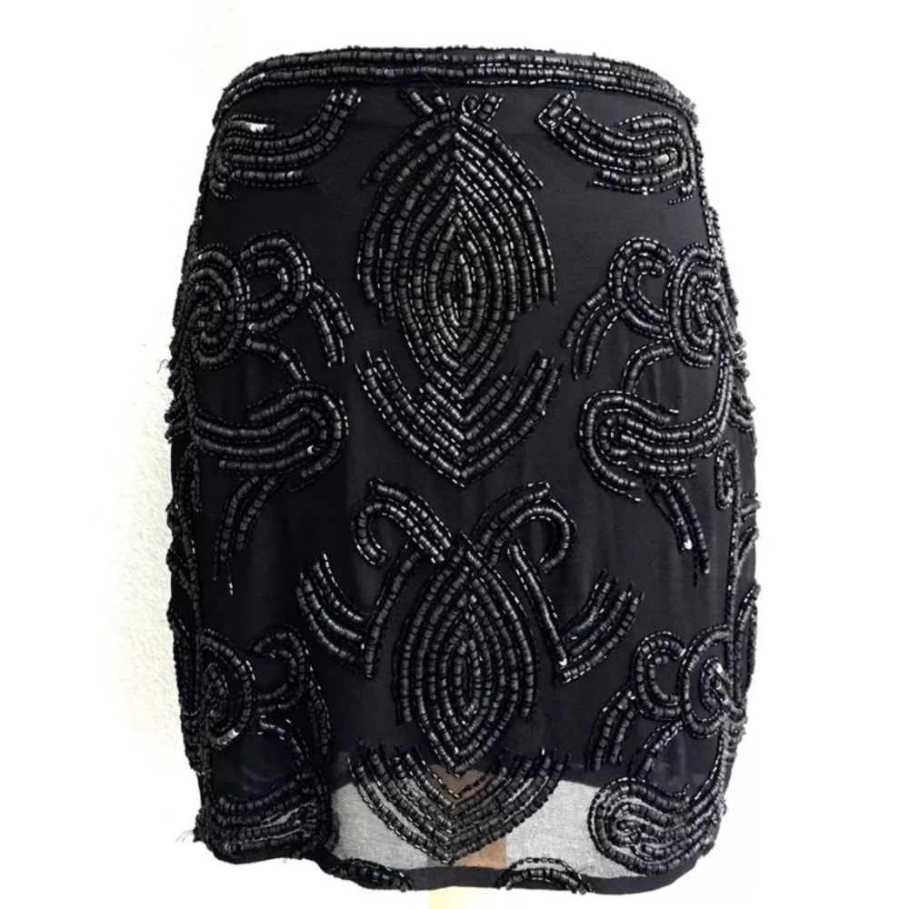 YUMI KIM Black Beaded Sequin Dress Size S